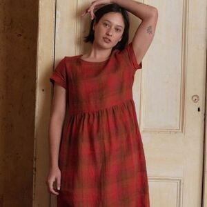 Pyne & Smith | Paloma Check Linen Mini Dress Size XS